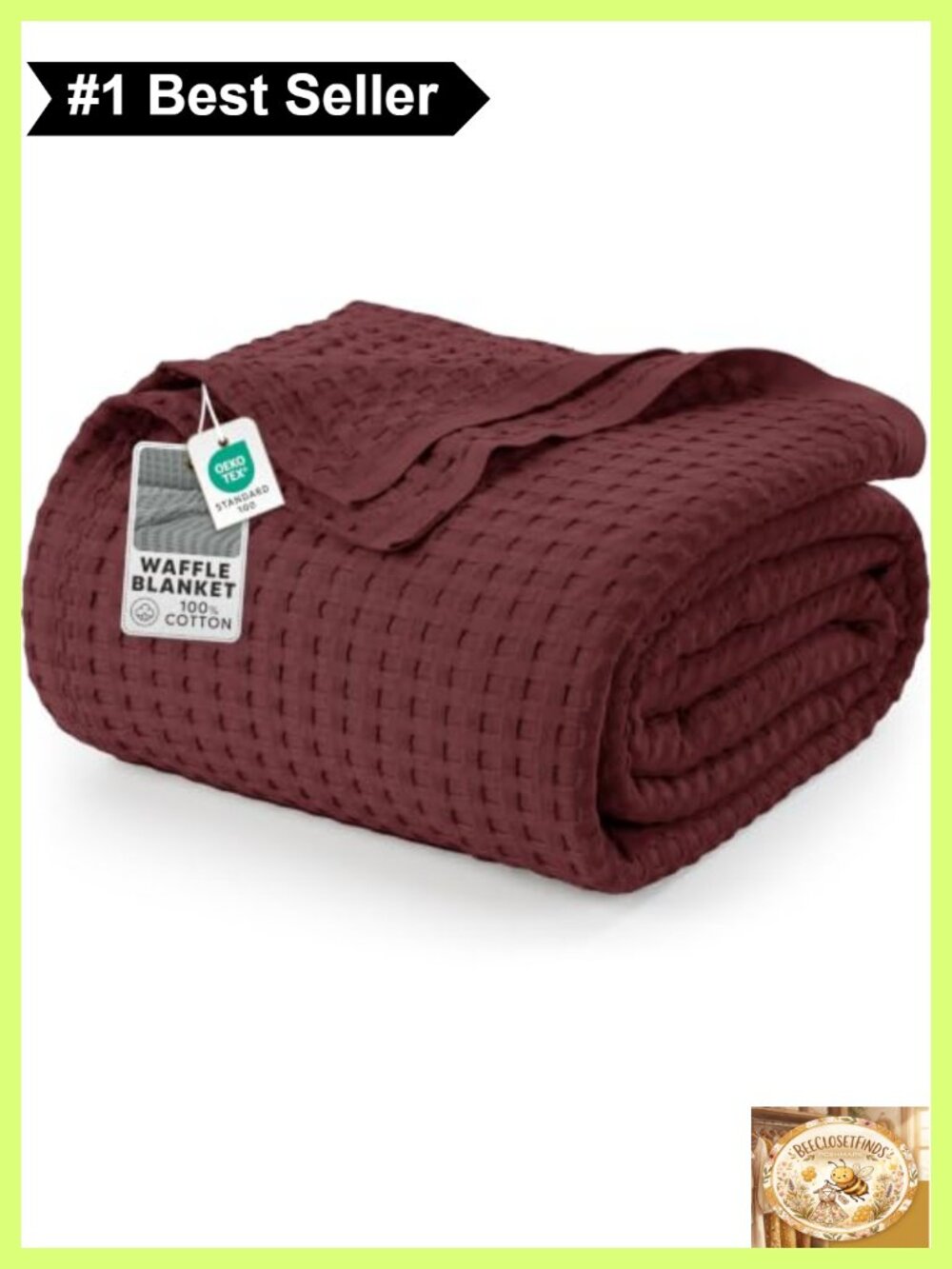 100% Cotton Waffle Weave Blanket King Size Lightweight Breathable All-Season